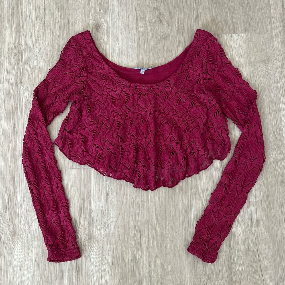 Charlotte Russe Burgundy Lace Crop Top